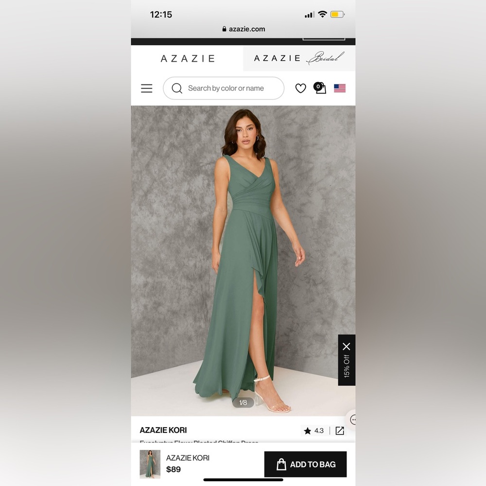 Azazie Green Sleeveless Dress